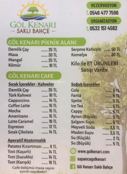 sapanca gölü kahvaltı fiyatları